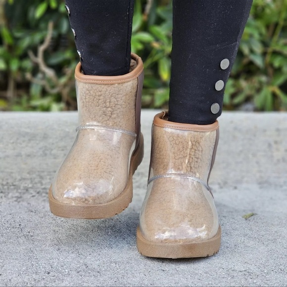 Cape Robbin Snow Rain Platform Booties Size 11 Clear Brown Slip On Round Toe - Picture 2 of 12